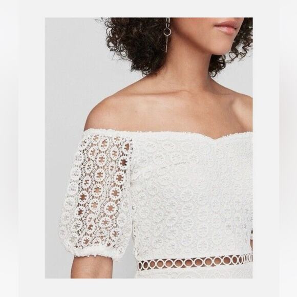 Express Lace Crochet Eyelet Midi Dress - Picture 3 of 14